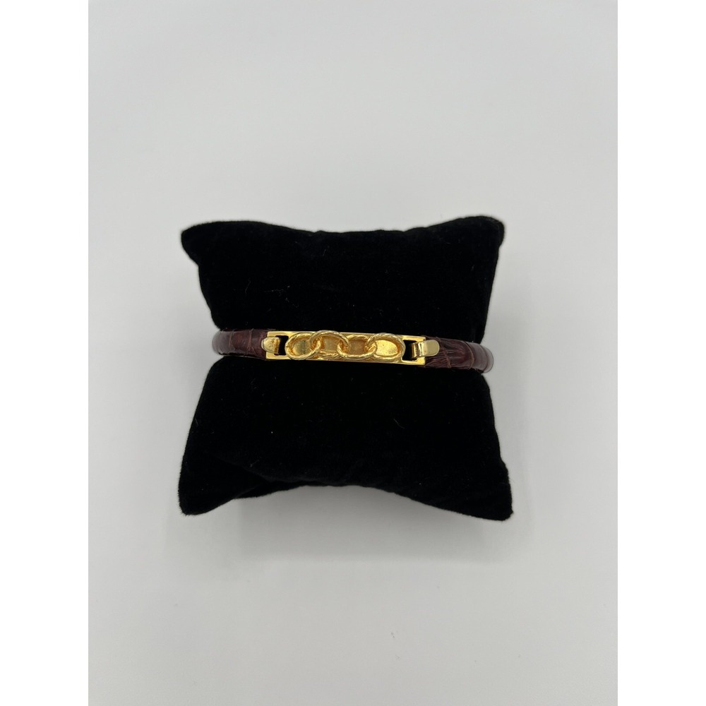Gold Plate Snakeskin Leather Bracelet Made in Italy